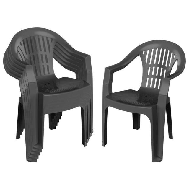 Harbour Housewares 6x Milas Garden Dining Chairs - Outdoor Stackable Patio Garden Furniture in Black - Size: 6 Pack - image 1