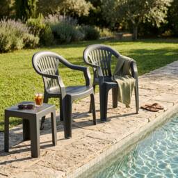 Harbour Housewares 6x Milas Garden Dining Chairs - Outdoor Stackable Patio Garden Furniture in Black - Size: 6 Pack - thumbnail 5