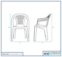 Harbour Housewares 6x Milas Garden Dining Chairs - Outdoor Stackable Patio Garden Furniture in Black - Size: 6 Pack - thumbnail 3