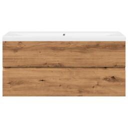 Berkfield Home Sink Cabinet with Built-in Basin Artisan Oak 101x39.5x49 cm in Brown - thumbnail 5