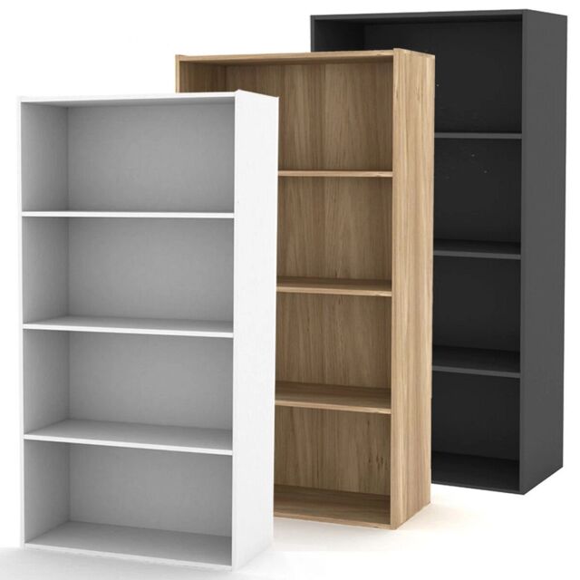EONLION 4-Tier Wide Wooden Bookcase - Storage Cabinet with Shelves in Grey - image 1