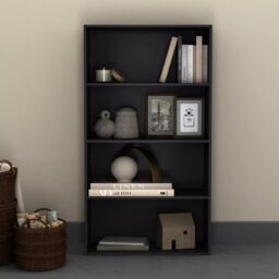 EONLION 4-Tier Wide Wooden Bookcase - Storage Cabinet with Shelves in Grey - thumbnail 6
