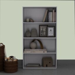 EONLION 4-Tier Wide Wooden Bookcase - Storage Cabinet with Shelves in Grey - thumbnail 8