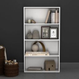 EONLION 4-Tier Wide Wooden Bookcase - Storage Cabinet with Shelves in Grey - thumbnail 4