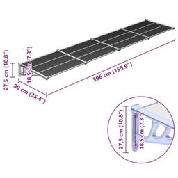 Berkfield Home Door Canopy Grey & Transparent 396x90 cm Polycarbonate in Clear - thumbnail 6