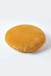 Homescapes Velvet Cushion, 40 cm Round in Mustard - Size: 40 cm x 40 cm - thumbnail 3