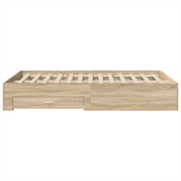 Berkfield Home Bed Frame Sonoma Oak 140x200 cm Engineered Wood in Brown - thumbnail 6
