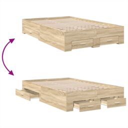 Berkfield Home Bed Frame Sonoma Oak 140x200 cm Engineered Wood in Brown - thumbnail 9