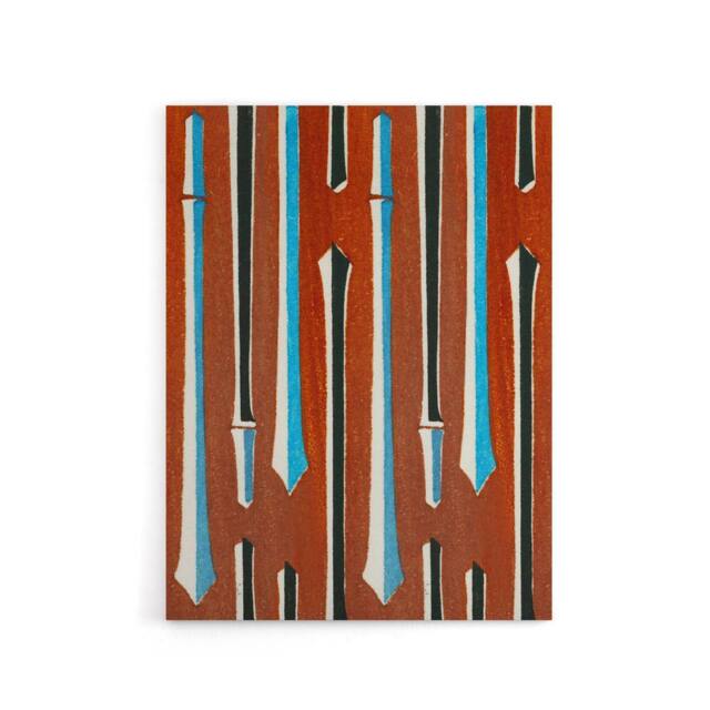 "Artery8 Vintage Japanese Bamboo Pattern Canvas Wall Art Print Korin in Red - Size: W18"" x H24""" - image 1