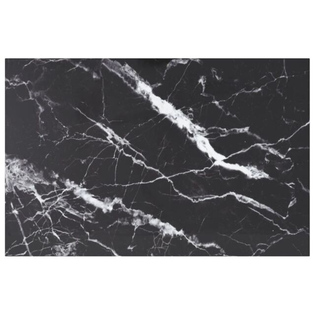 Berkfield Home Table Top Black 100x62 cm 8mm Tempered Glass with Marble Design - image 1