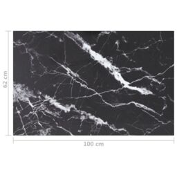 Berkfield Home Table Top Black 100x62 cm 8mm Tempered Glass with Marble Design - thumbnail 6