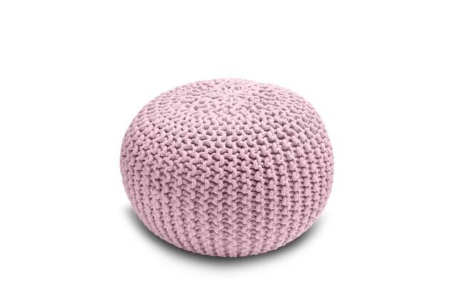 Snug City Knitted Pouffe Chunky Round Footstool Ottoman 100% Cotton Handmade in Pink