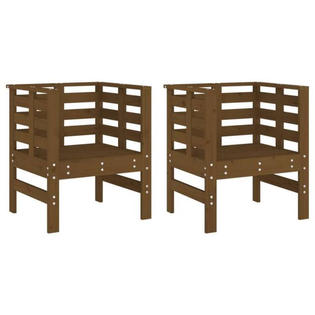 Berkfield Home Garden Chairs 2 pcs Honey Brown 61.5x53x71 cm Solid Wood Pine - image 1