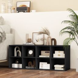 Costway 8 Cubes Shoe Bench Entryway Shoe Rack Cabinet with 8 Storage Cubbies in Black - thumbnail 3