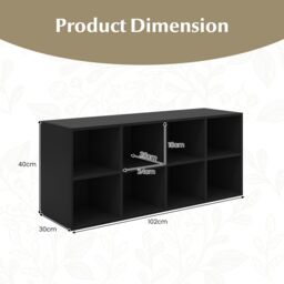 Costway 8 Cubes Shoe Bench Entryway Shoe Rack Cabinet with 8 Storage Cubbies in Black - thumbnail 2