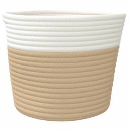 Berkfield Home Storage Baskets 2 pcs Beige & White √ò24x18 cm Cotton - Size: 24x18 cm - thumbnail 5