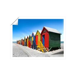 "Warren Reed - Designer Colourful Bathing Cabins Unframed Art Print - Size: W16"" x H24""" - thumbnail 1