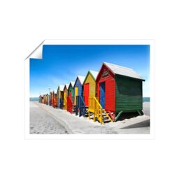 "Warren Reed - Designer Colourful Bathing Cabins Unframed Art Print - Size: W16"" x H24""" - thumbnail 2