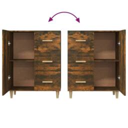 Berkfield Home Sideboard Smoked Oak 69.5x34x90 cm Engineered Wood in Brown - thumbnail 8