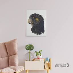 "Artery8 Cockatoo Parrot Head Schouman Watercolour Canvas Wall Art Print in White - Size: W12"" x H16""" - thumbnail 3