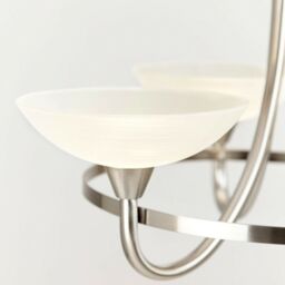 Loops Semi Flush Ceiling Light Satin Chrome & White 5 Bulb Hanging Pendant Lamp Shade - thumbnail 5