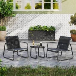 Costway 3 PCS Patio Conversation Set Outdoor Bistro Set w/Tempered Glass Table in Black - thumbnail 6
