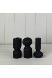 KDMD Black Ribbed Ceramic Candle Holder - thumbnail 2