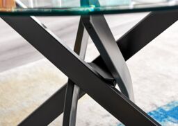 FurnitureboxUK Novara 4 Seater Black Leg Round Glass Dining Table & 4 Pesaro Soft Velvet Black Leg Chairs in Green - thumbnail 3