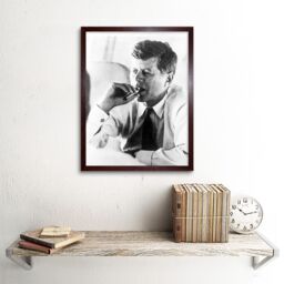 "Artery8 President John F Kennedy Smoke Cigar JFK USA Framed Art Print in Brown - Size: W12"" x H16""" - thumbnail 2