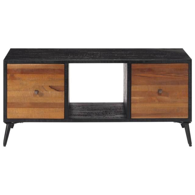 Berkfield Home Beautiful Coffee Table 90x50x41 cm Solid Reclaimed Teak in Black - Size: 90 x 50 x 41 cm - image 1