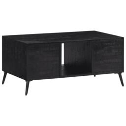 Berkfield Home Beautiful Coffee Table 90x50x41 cm Solid Reclaimed Teak in Black - Size: 90 x 50 x 41 cm - thumbnail 5