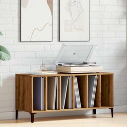Berkfield Home Record Cabinet Artisan Oak 100x38x48 cm Engineered Wood in Brown - Size: 100 x 38 x 48 cm - thumbnail 3