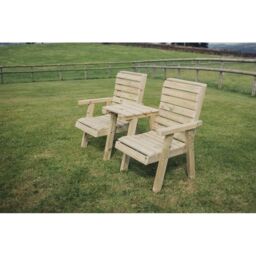 Churnet Valley Garden Furniture Ltd Clover Love Seats with Straight Tray - Minimal Assembly Required in Brown - thumbnail 5