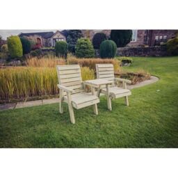 Churnet Valley Garden Furniture Ltd Clover Love Seats with Straight Tray - Minimal Assembly Required in Brown - thumbnail 6