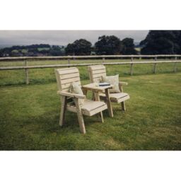 Churnet Valley Garden Furniture Ltd Clover Love Seats with Straight Tray - Minimal Assembly Required in Brown - thumbnail 3