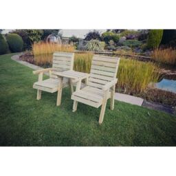 Churnet Valley Garden Furniture Ltd Clover Love Seats with Straight Tray - Minimal Assembly Required in Brown - thumbnail 2