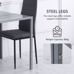 HOMCOM Modern Square Dining Table for 2-4 People with Glass Top in Grey - thumbnail 4