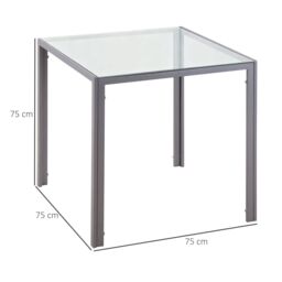HOMCOM Modern Square Dining Table for 2-4 People with Glass Top in Grey - thumbnail 3