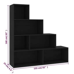 Berkfield Home Book Cabinet/Room Divider Black 155x24x160 cm Engineered Wood - Size: 155 x 24 x 160 cm - thumbnail 6