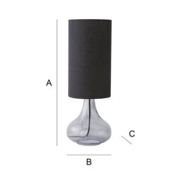 ValueLights Sylvie Black Linen Tall Shade Smoked Glass Squat Table Lamp with Bulb - thumbnail 7