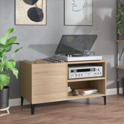 Berkfield Home Record Cabinet Sonoma Oak 84.5x38x48 cm Engineered Wood in Brown
