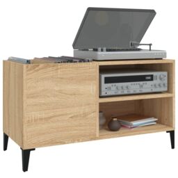 Berkfield Home Record Cabinet Sonoma Oak 84.5x38x48 cm Engineered Wood in Brown - thumbnail 4