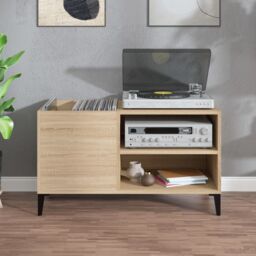 Berkfield Home Record Cabinet Sonoma Oak 84.5x38x48 cm Engineered Wood in Brown - thumbnail 3