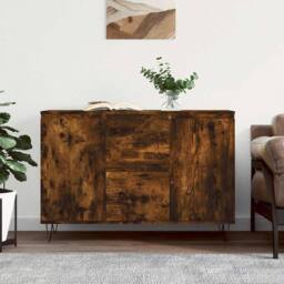 Berkfield Home Sideboard Smoked Oak 104x35x70 cm Engineered Wood in Brown - Size: 104 x 35 x 70 cm - thumbnail 2