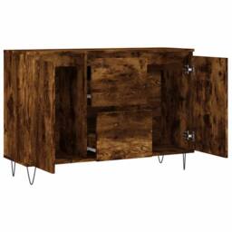 Berkfield Home Sideboard Smoked Oak 104x35x70 cm Engineered Wood in Brown - Size: 104 x 35 x 70 cm - thumbnail 6