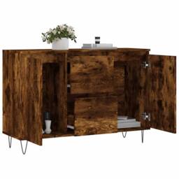 Berkfield Home Sideboard Smoked Oak 104x35x70 cm Engineered Wood in Brown - Size: 104 x 35 x 70 cm - thumbnail 4