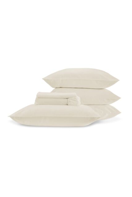 CHRISTY 400TC Luxury Cotton Sateen Plain Dye Full Sheet Bundle in Ivory - Size: Super King - image 1