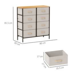 Wyld Haus Neyo 8 Drawer Cream White Fabric Dresser Maple Wood Effect Top - thumbnail 4