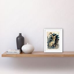 "Artery8 Wall Art Print Chihuahua Dog With Floral Pattern Fur Coat Modern Portrait in Flower Field Artwork Framed 9X7 Inch in White - Size: W7"" x H9""" - thumbnail 2