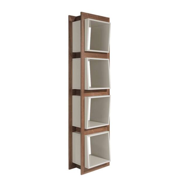 Angel Cerda Walnut Veneer Cube Shelf, Glossy Pearl Grey 50x41x200 - image 1